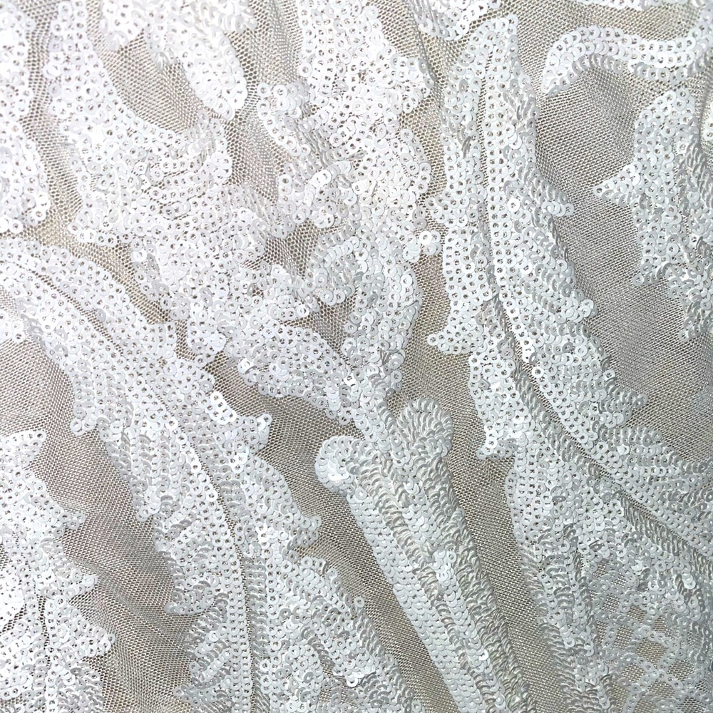 White sequin midi party dress NWT